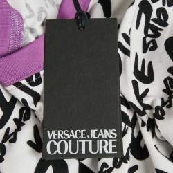 Pre Owned تي شيرت فيرساتشي جينز كوتور ياقة دائرية قطن بطبعة شعار فرشاة أبيض مقاس صغير جدًا