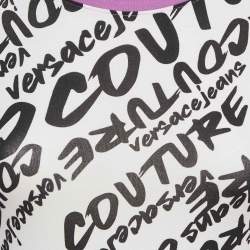 Pre Owned تي شيرت فيرساتشي جينز كوتور ياقة دائرية قطن بطبعة شعار فرشاة أبيض مقاس صغير جدًا