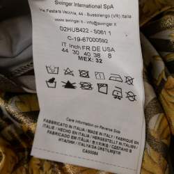 Pre Owned Versace Jeans Couture Metallic Baroque Print Stretch Synthetic One Shoulder Dress M