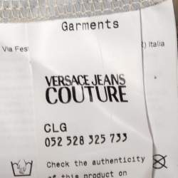 Pre Owned Versace Jeans Couture Metallic Baroque Print Stretch Synthetic One Shoulder Dress M