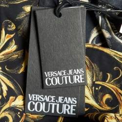 Pre Owned Versace Jeans Couture Black Printed Cotton Bow-Tie Shirt M