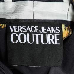 Pre Owned Versace Jeans Couture Black Printed Cotton Bow-Tie Shirt M