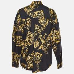 Pre Owned Versace Jeans Couture Black Printed Cotton Bow-Tie Shirt M