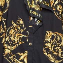 Pre Owned Versace Jeans Couture Black Printed Cotton Bow-Tie Shirt M