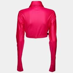 Pre Owned Versace Jeans Couture Pink Stretch Satin Crop Top M