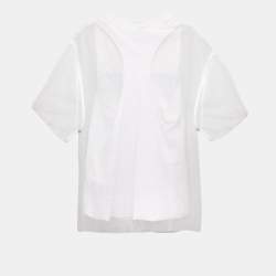 Pre Owned Versace Jeans Couture White Mesh & Cotton Overlay Top M