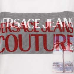 Pre Owned Versace Jeans Couture White Mesh & Cotton Overlay Top M