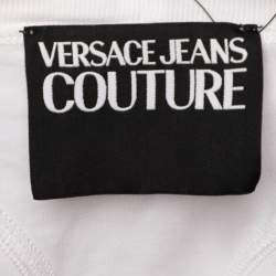 Pre Owned Versace Jeans Couture White Mesh & Cotton Overlay Top M