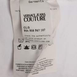 Pre Owned Versace Jeans Couture White Mesh & Cotton Overlay Top M