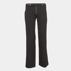 Versace Jeans Couture Black Stretch Crepe Embellished Waist Trousers S