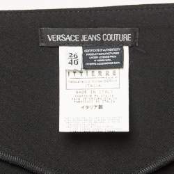 Versace Jeans Couture Black Stretch Crepe Embellished Waist Trousers S
