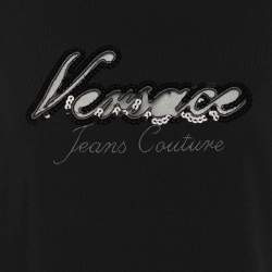 Versace Jeans Couture Vintage Black Logo Embroidered Jersey Sleeveless Top L