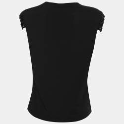 Versace Jeans Couture Vintage Black Logo Embroidered Jersey Sleeveless Top L