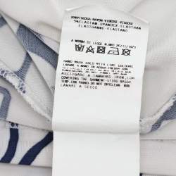 Versace Jeans Couture White/Blue Printed Jersey Round Neck Top M