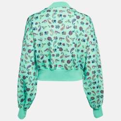 Pre Owned Versace Jeans Couture Green Paisley-Floral Print Jersey Sweatshirt M