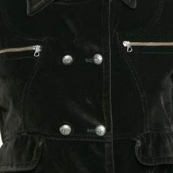 Pre Owned Versace Jeans Couture Brown Velvet Button Front Jacket M