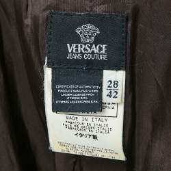 Pre Owned Versace Jeans Couture Brown Velvet Button Front Jacket M