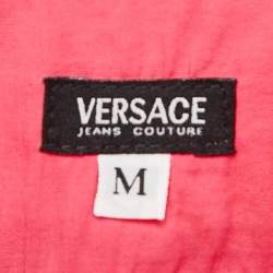 Pre Owned Versace Jeans Couture Pink Embellished Cotton Blend Sleeveless Top M