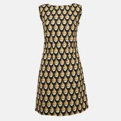 Versace Jeans Couture Black Printed Cotton Blend Sleeveless Mini Dress S
