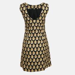Versace Jeans Couture Black Printed Cotton Blend Sleeveless Mini Dress S