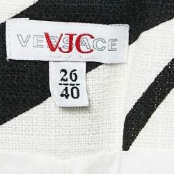 Pre Owned Versace Jeans Couture White Abstract Print Cotton Blend Mini Dress S