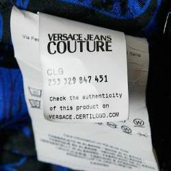 Pre Owned Versace Jeans Couture Black Logo Applique Faux Leather and Denim Crop Jacket XS