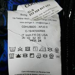 Pre Owned Versace Jeans Couture Black Logo Applique Faux Leather and Denim Crop Jacket XS