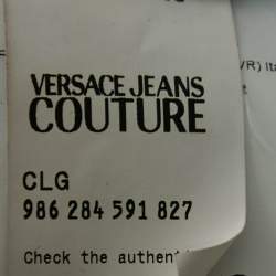 Pre Owned Versace Jeans Couture Black Logo Embroidered Cotton Knit Mini Dress M