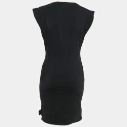 Pre Owned Versace Jeans Couture Black Logo Embroidered Cotton Knit Mini Dress M