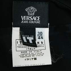 Pre Owned Versace Jeans Couture Black Crepe Pleated One-Shoulder Mini Dress M