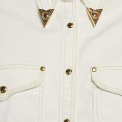Versace Jeans Couture  White Denim Embellished Collar Crop Jacket M