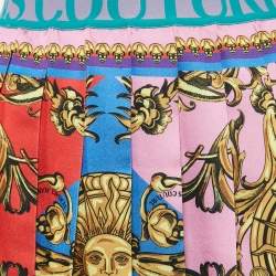 Pre Owned Versace Jeans Couture Multicolor Garland Print Satin Pleated Mini Skirt S