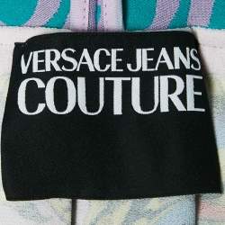 Pre Owned Versace Jeans Couture Multicolor Garland Print Satin Pleated Mini Skirt S
