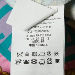 Pre Owned Versace Jeans Couture Multicolor Garland Print Satin Pleated Mini Skirt S