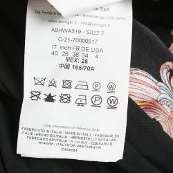 Pre Owned Versace Jeans Couture Black Rococo Print Crepe Pleated Mini Skirt S