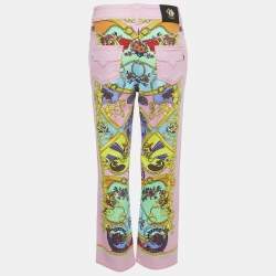 Versace Jeans Couture  Pink Printed Denim Straight Leg Jeans M Waist 28"