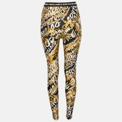 Pre Owned Versace Jeans Couture Black Baroque Print Jersey Leggings S