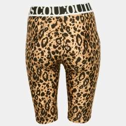 Versace Jeans Couture Brown Leopard Print Jersey Bermuda Shorts S