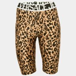 Versace Jeans Couture Brown Leopard Print Jersey Bermuda Shorts S