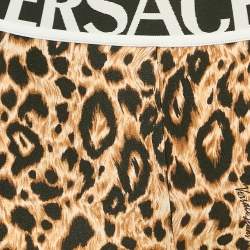 Versace Jeans Couture Brown Leopard Print Jersey Bermuda Shorts S