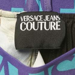 Versace Jeans Couture Black Printed Satin Plisse Mini Skirt S