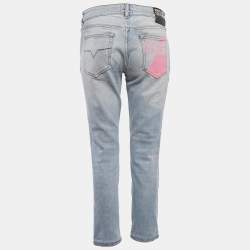 Versace Jeans Couture Blue Logo Print Denim Jeans M Waist 28"