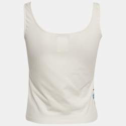 Pre Owned Versace Jeans Couture White Printed Cotton Knit Tank Top L