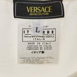 Pre Owned Versace Jeans Couture White Printed Cotton Knit Tank Top L