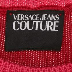 Pre Owned Versace Jeans Couture Multicolor Logo Cotton Knit Cropped Sweater XS