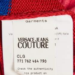 Pre Owned Versace Jeans Couture Multicolor Logo Cotton Knit Cropped Sweater XS