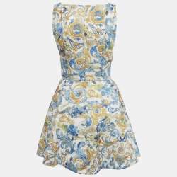 Pre Owned Versace Jeans Couture White Baroque Print Mini Sleeveless Dress S