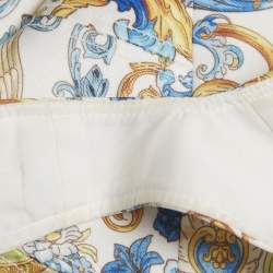 Pre Owned Versace Jeans Couture White Baroque Print Mini Sleeveless Dress S