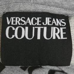 Pre Owned Versace Jeans Couture Grey Logo Applique Cotton Knit Sweatshirt L