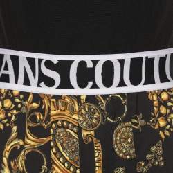 Pre Owned Versace Jeans Couture Black Crepe Baroque-Print Panelled Dress M